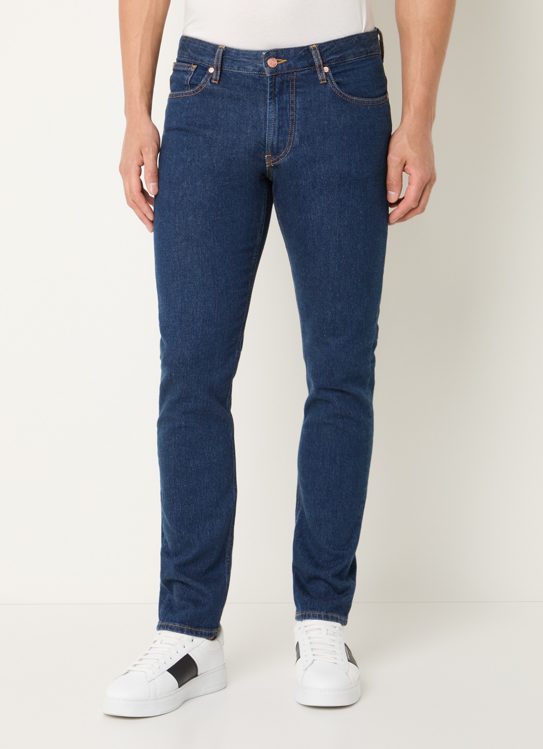 Armani Skinny jeans met lichte wassing - detail 4 indigo