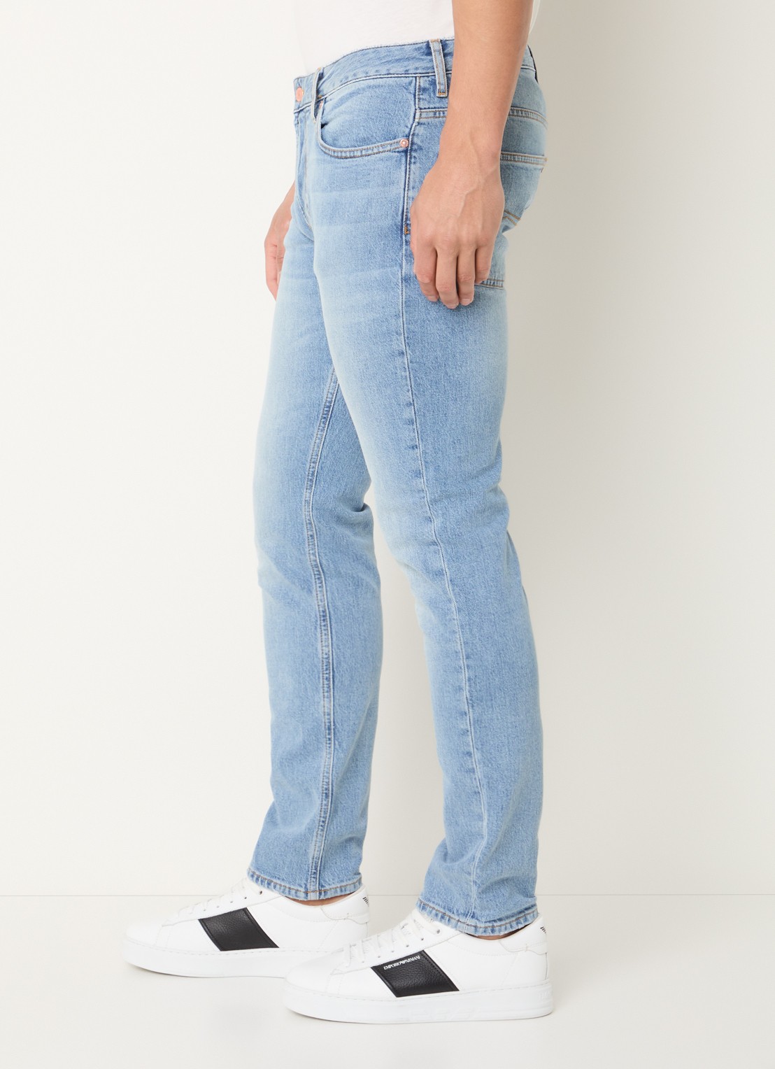Armani Skinny jeans met lichte wassing - detail 4 blauwgrijs