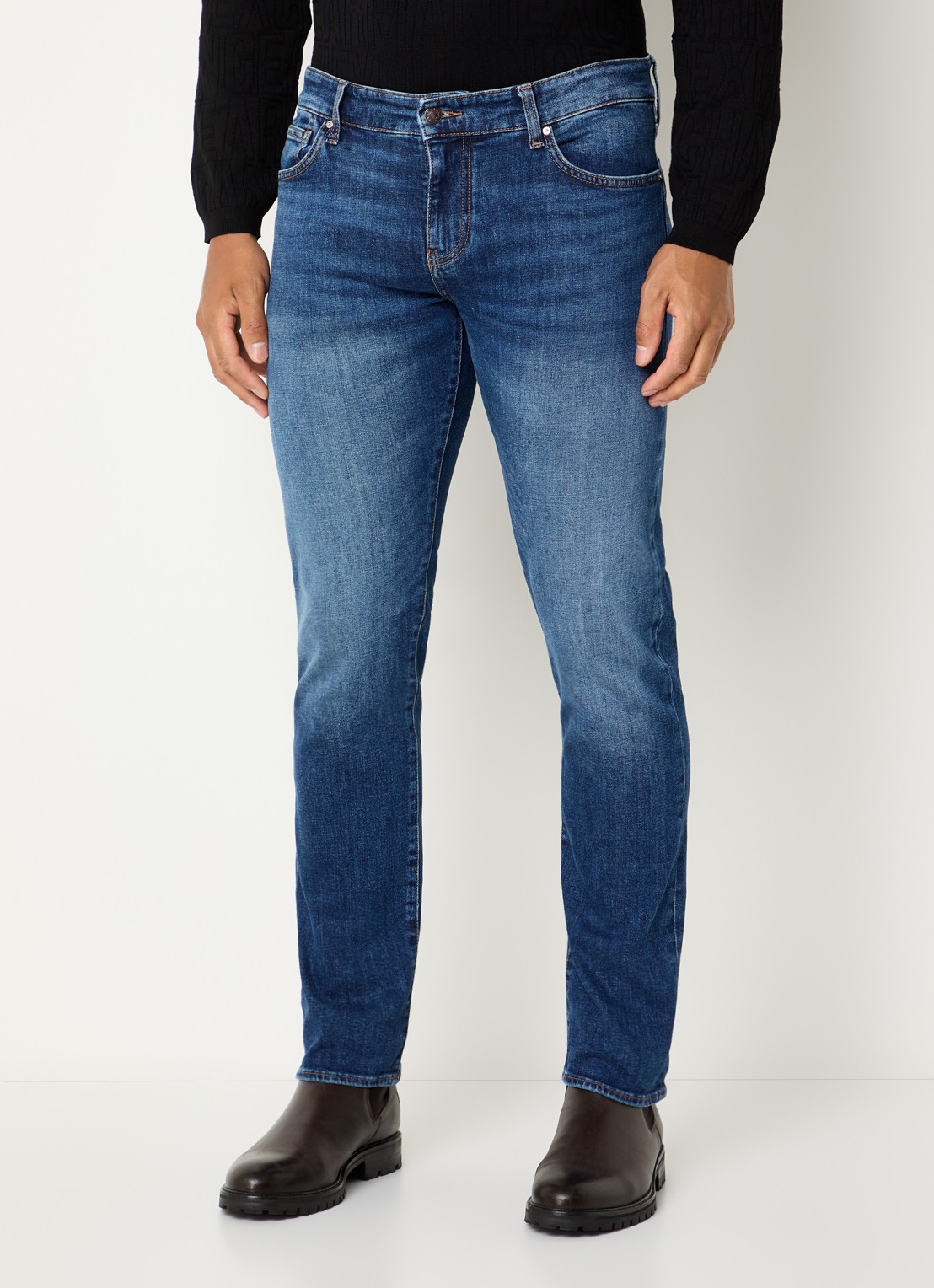 Armani Skinny jeans met medium wassing - detail 3 indigo