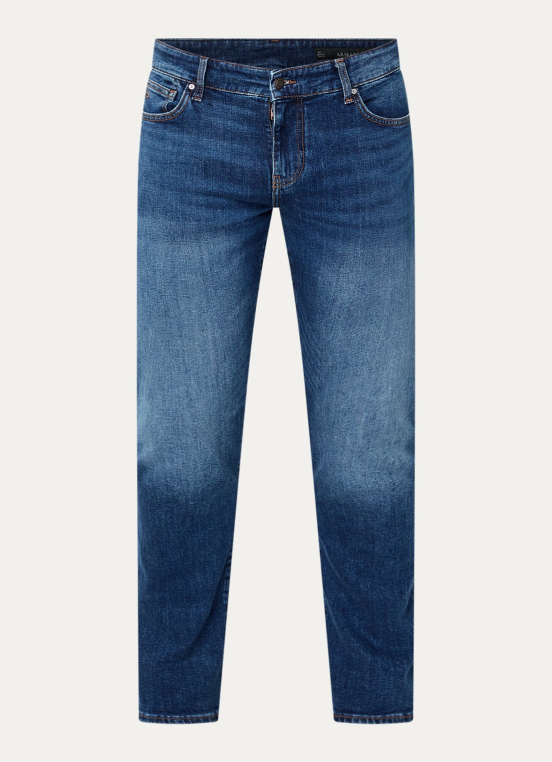 Armani Skinny jeans met medium wassing - voorkant indigo