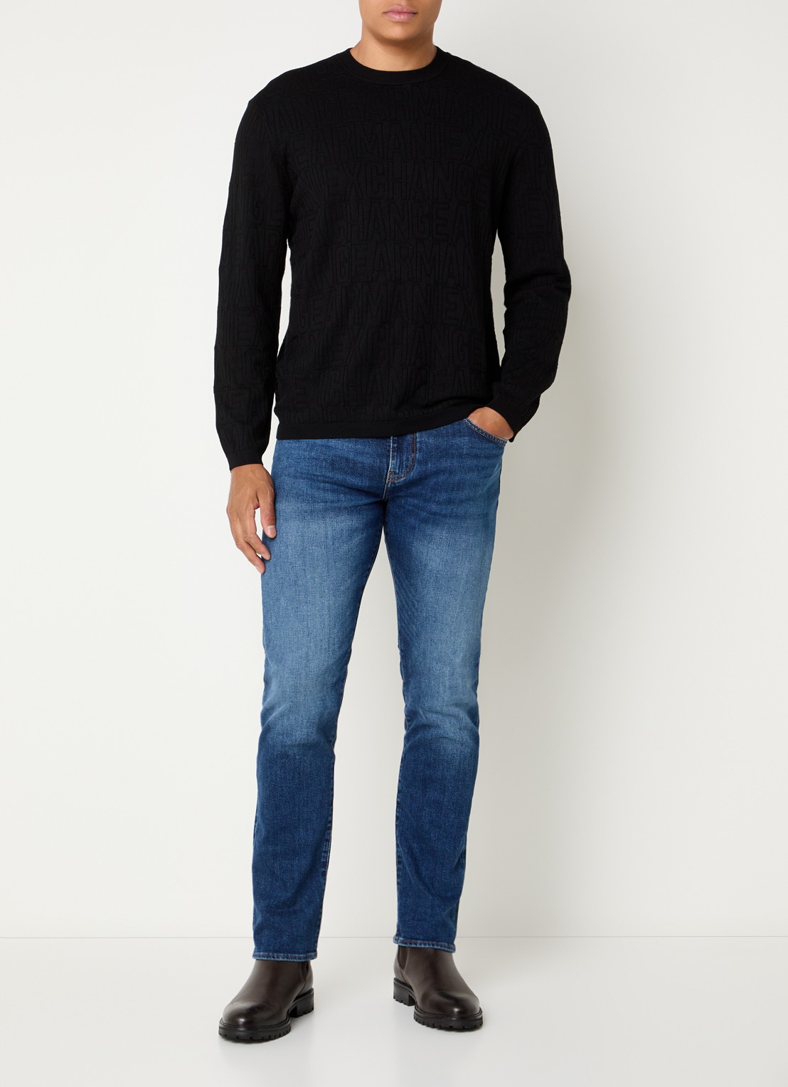 Armani Skinny jeans met medium wassing - voorkant 2 indigo