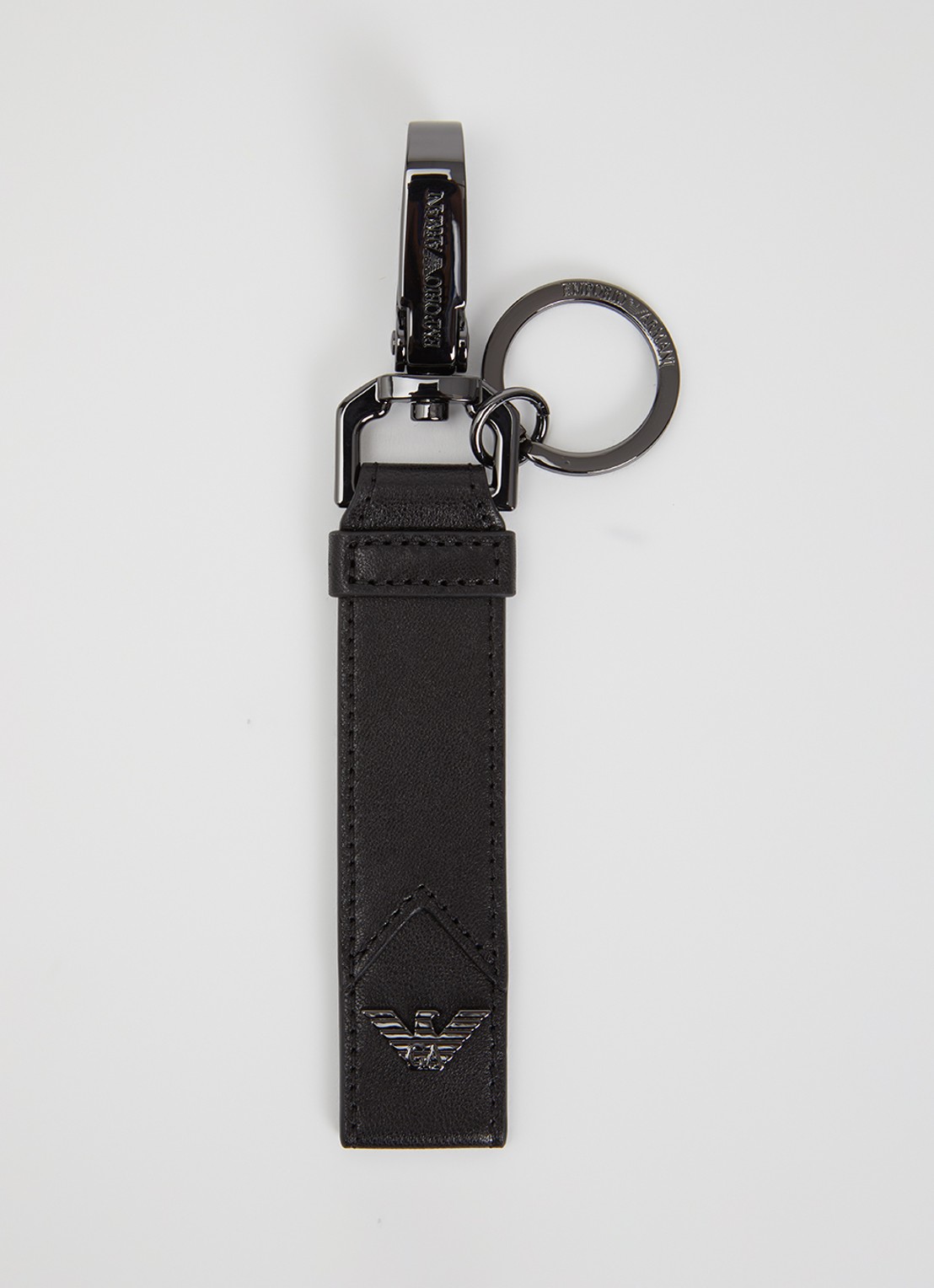 Armani Sleutelhanger van schapenleer met logo - voorkant zwart