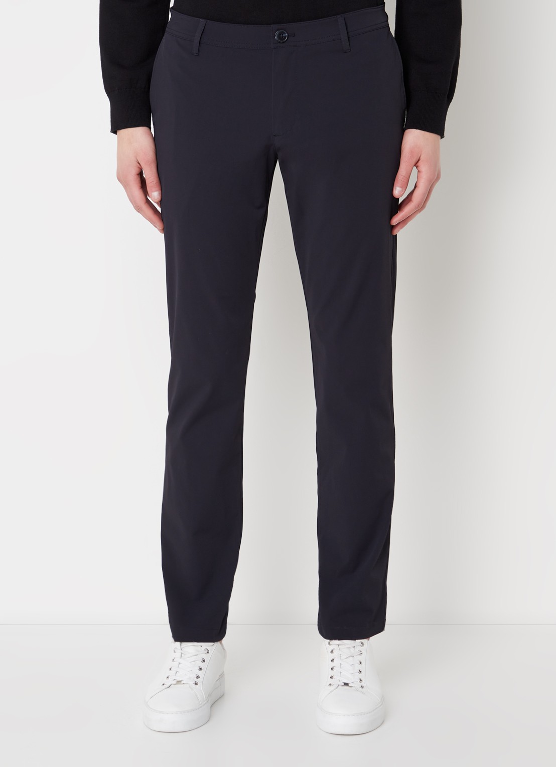 Armani Slim fit chino met stretch en steekzakken - detail donkerblauw