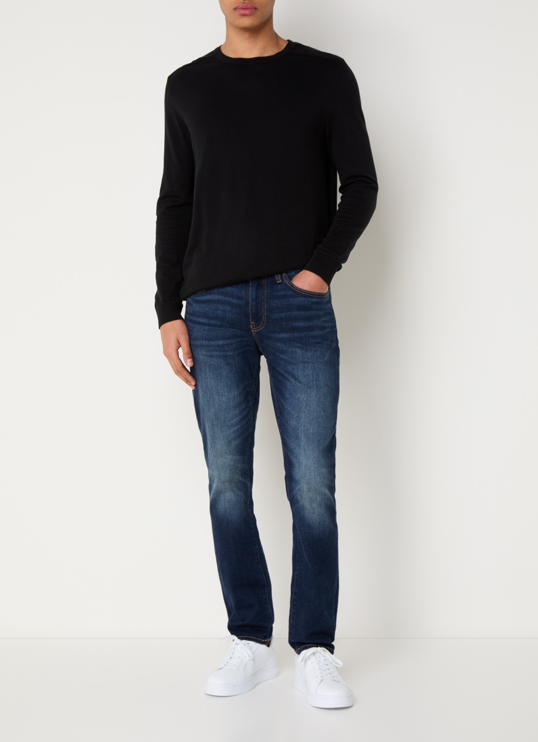 Armani Slim fit jeans met donkere wassing - voorkant 3 indigo