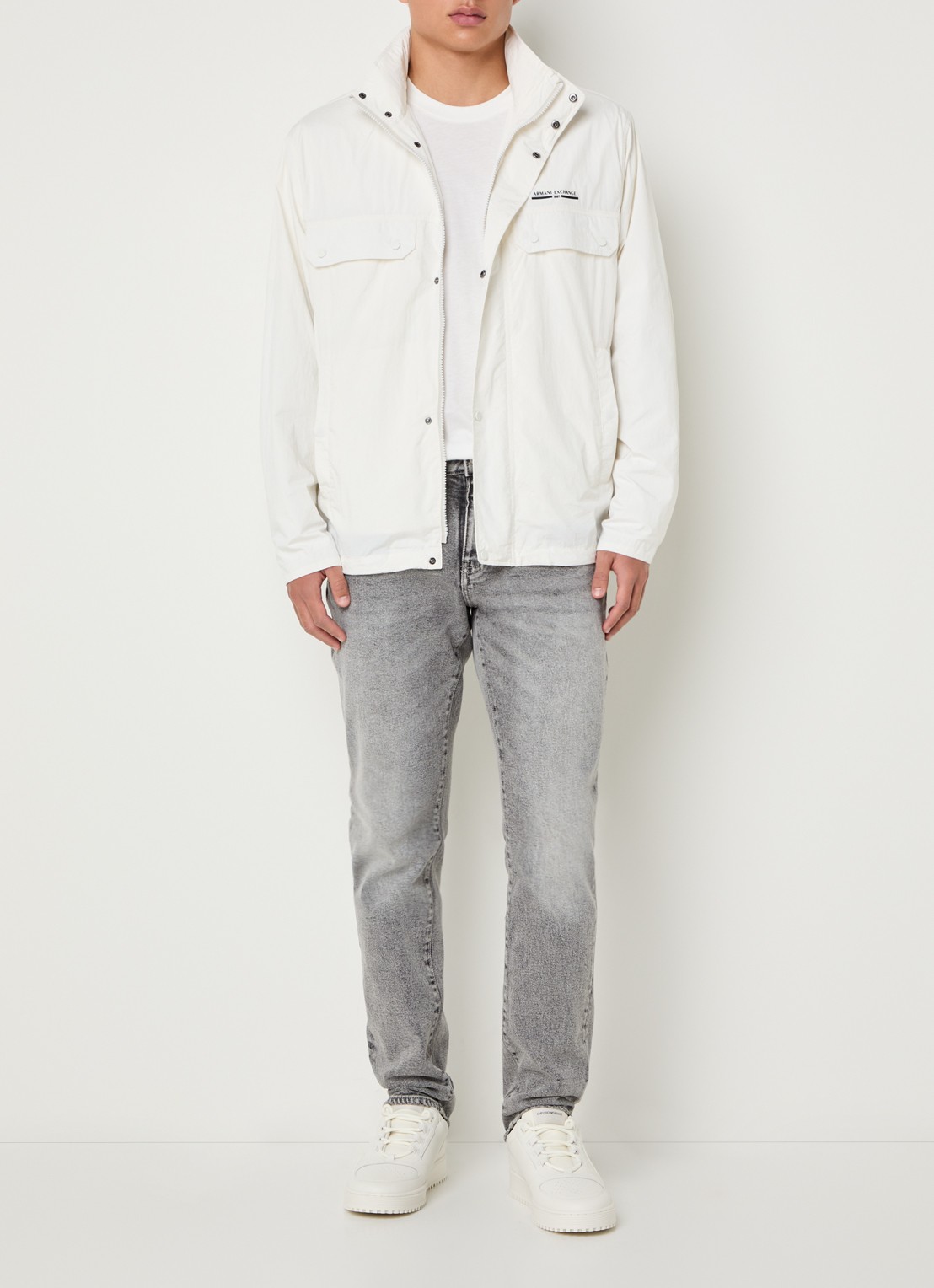 Armani Slim fit jeans met donkere wassing - voorkant 5 blauwgrijs