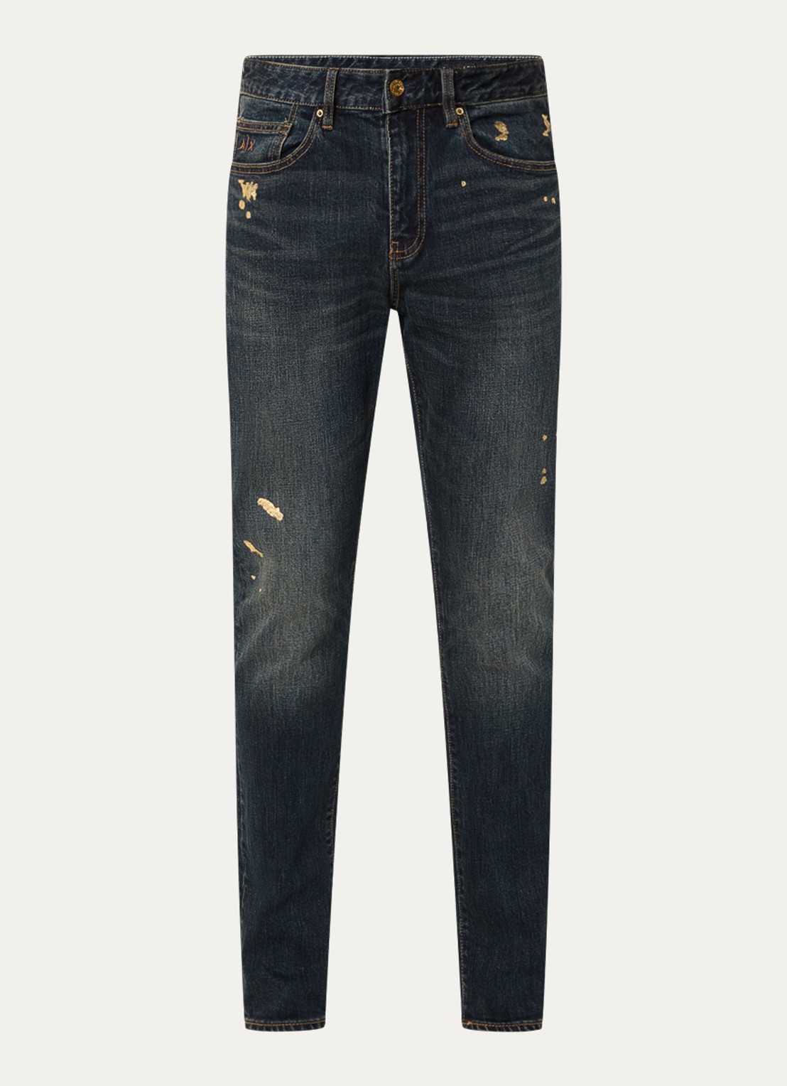 Armani Slim fit jeans met donkere wassing - voorkant petrol