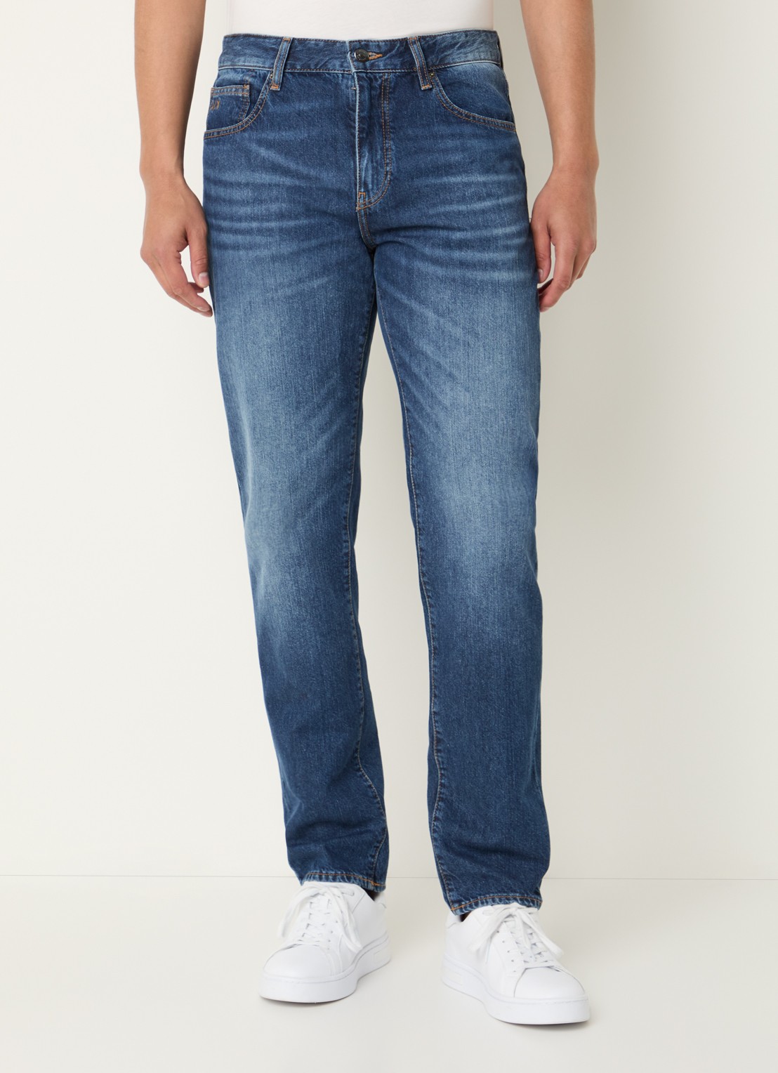 Armani Slim fit jeans met donkere wassing - detail 2 indigo
