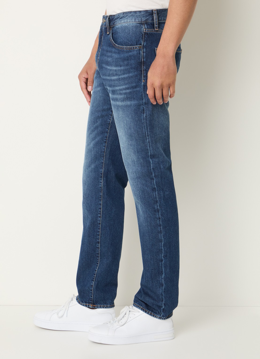 Armani Slim fit jeans met donkere wassing - detail 3 indigo
