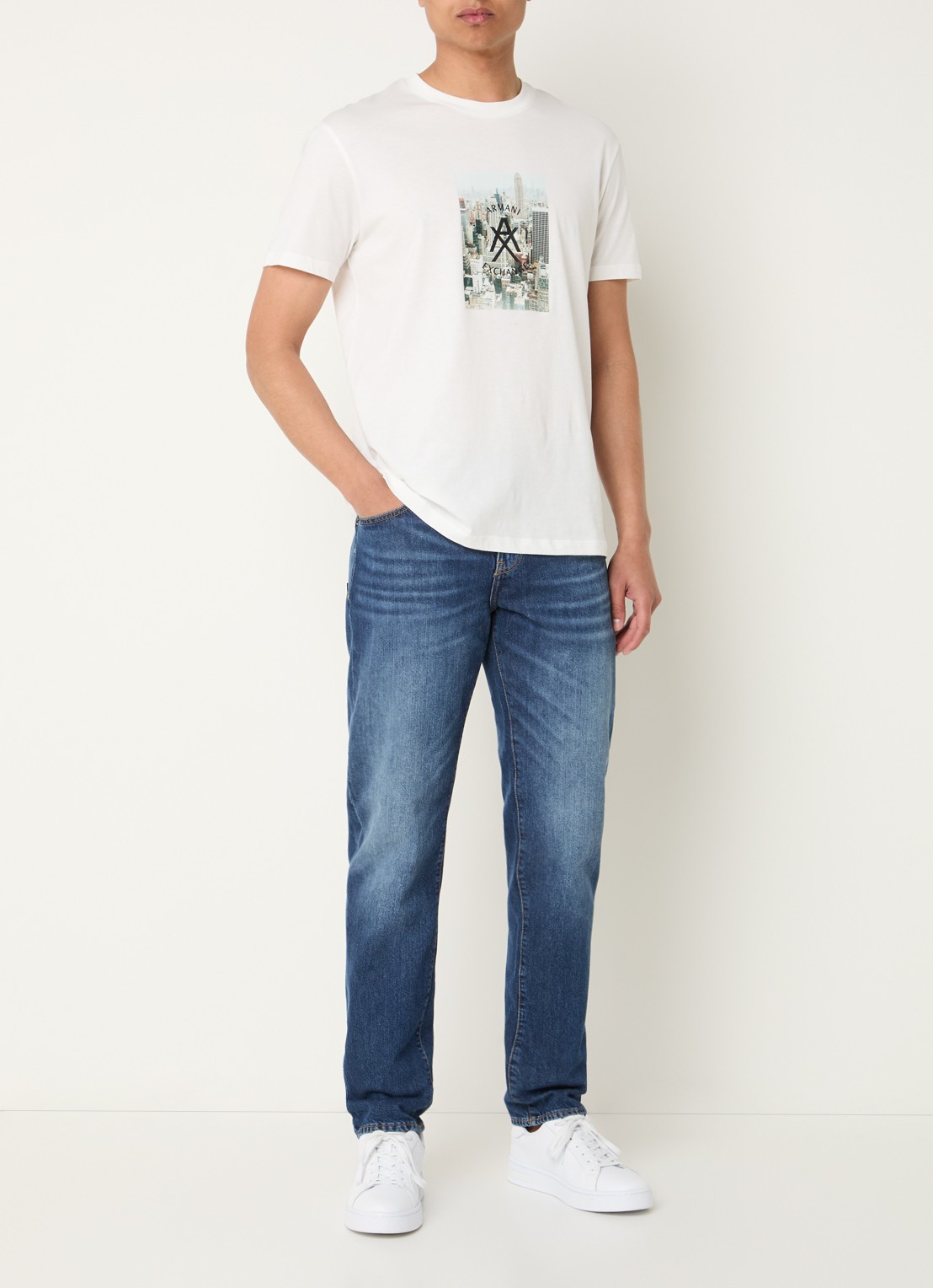 Armani Slim fit jeans met donkere wassing - voorkant 5 indigo