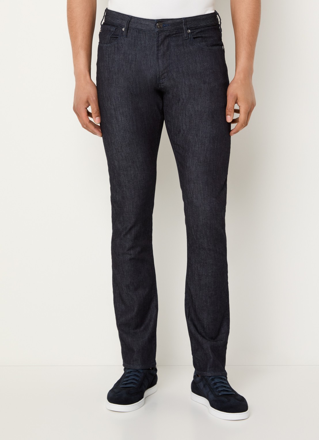 Armani Slim fit jeans met donkere wassing - detail 4 indigo