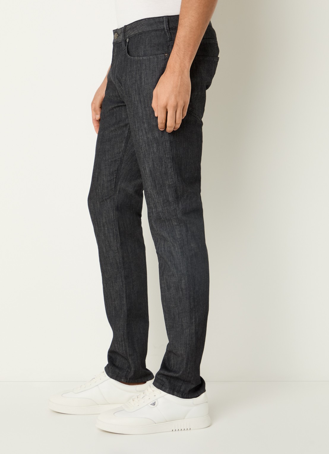 Armani Slim fit jeans met donkere wassing - detail 5 taupe