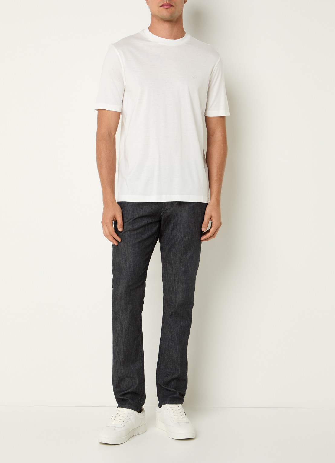 Armani Slim fit jeans met donkere wassing - voorkant 2 taupe