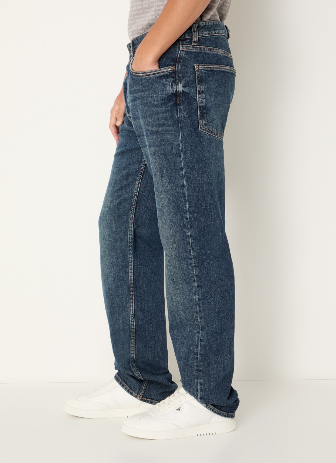 Armani Slim fit jeans met donkere wassing - detail 4 indigo