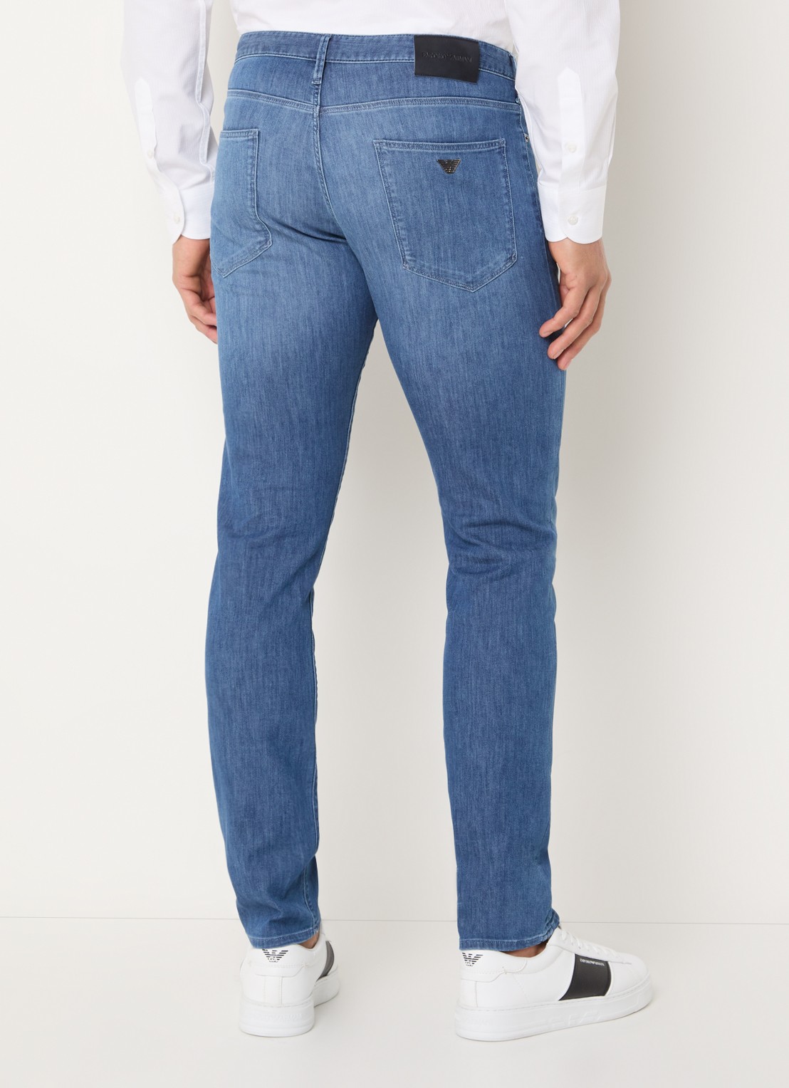 Armani Slim fit jeans met donkere wassing - achterkant 3 blauwgrijs