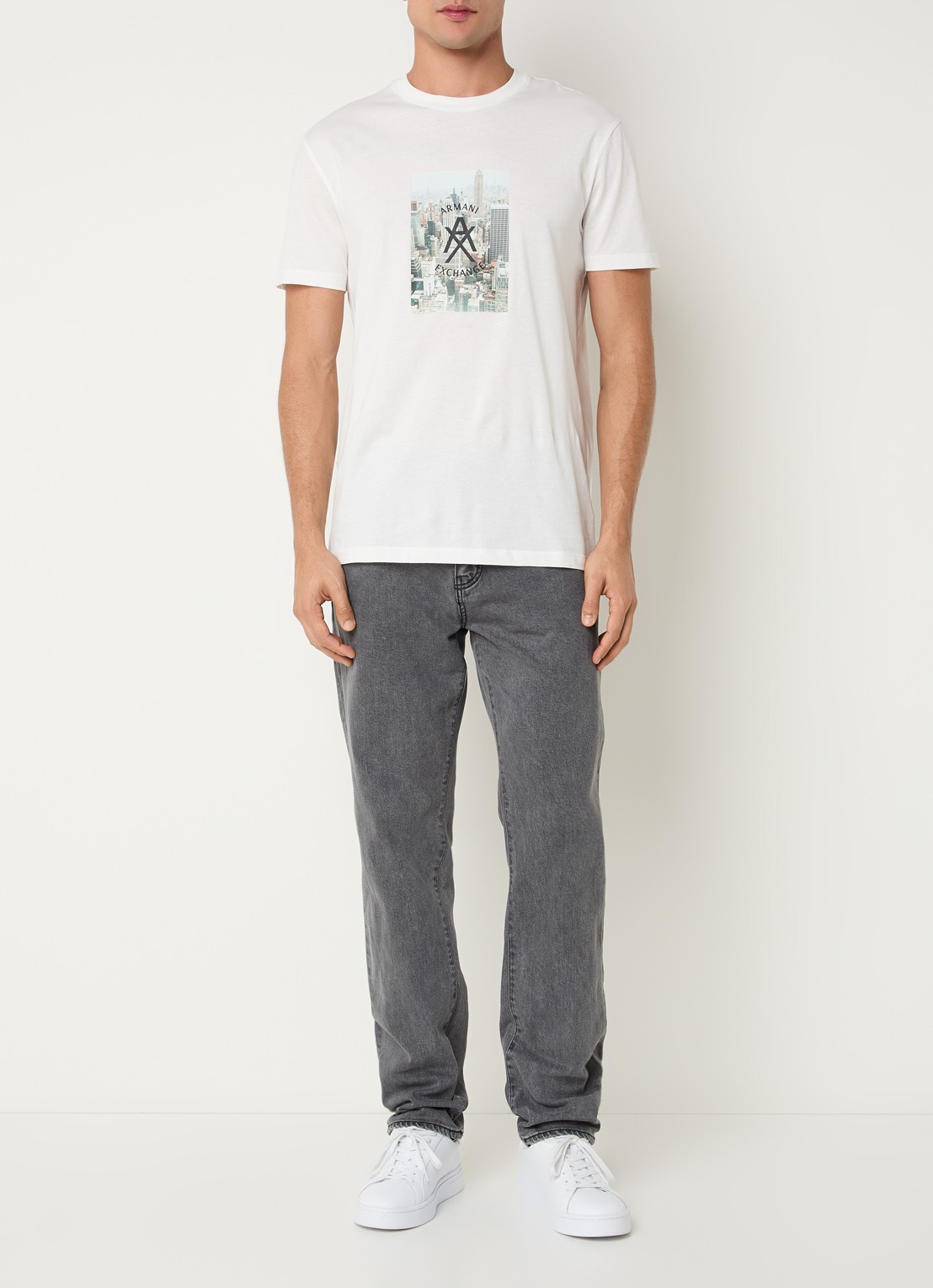 Armani Slim fit jeans met gekleurde wassing - voorkant 2 grijs