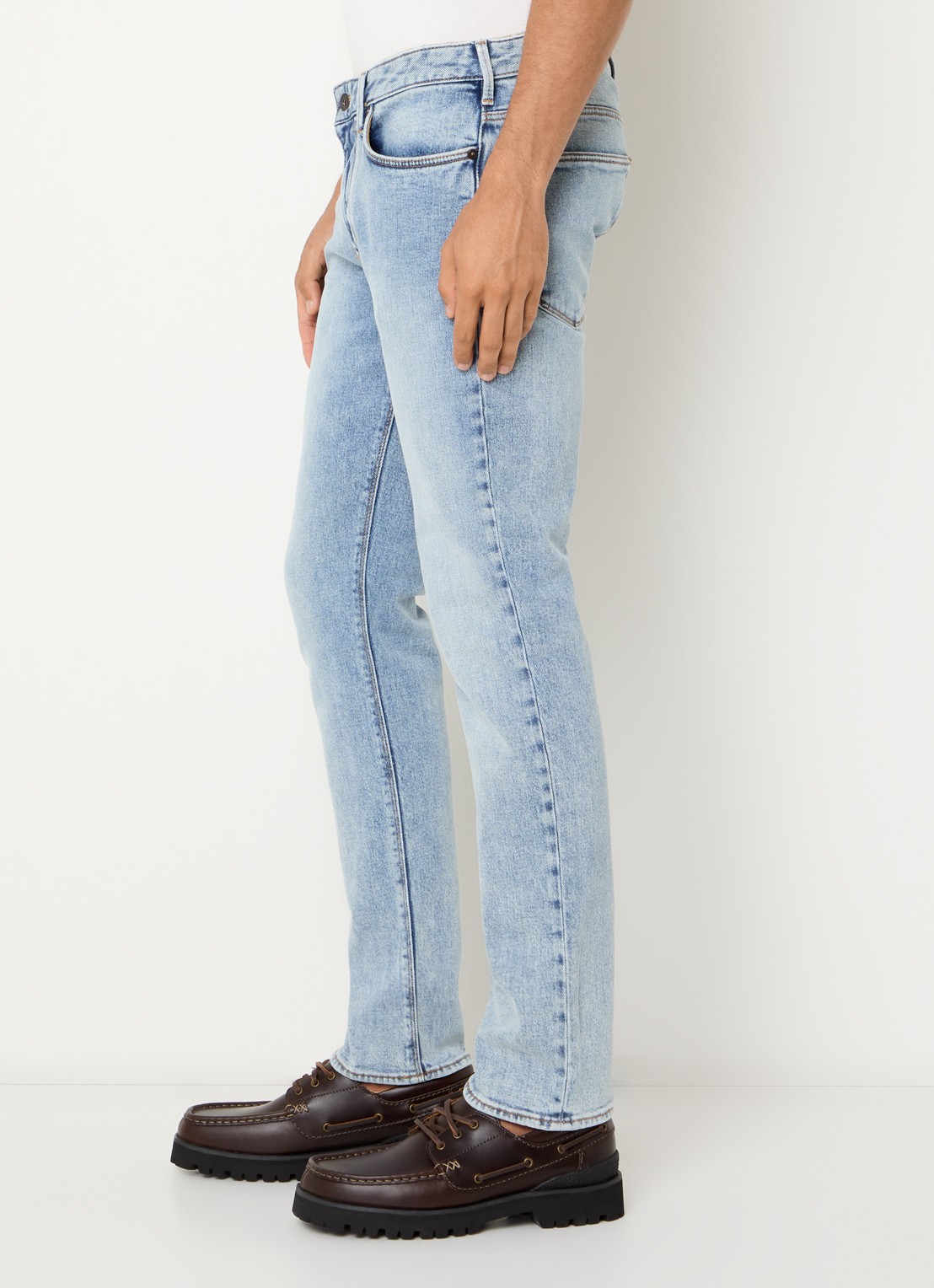 Armani Slim fit jeans met lichte wassing - detail 5 indigo