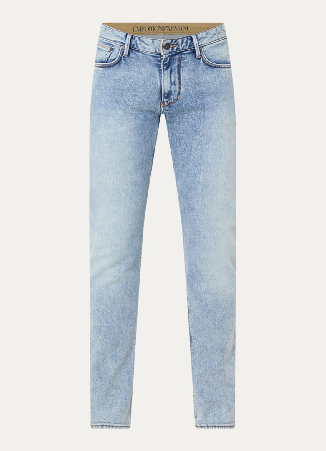 Armani Slim fit jeans met lichte wassing - voorkant 2 indigo