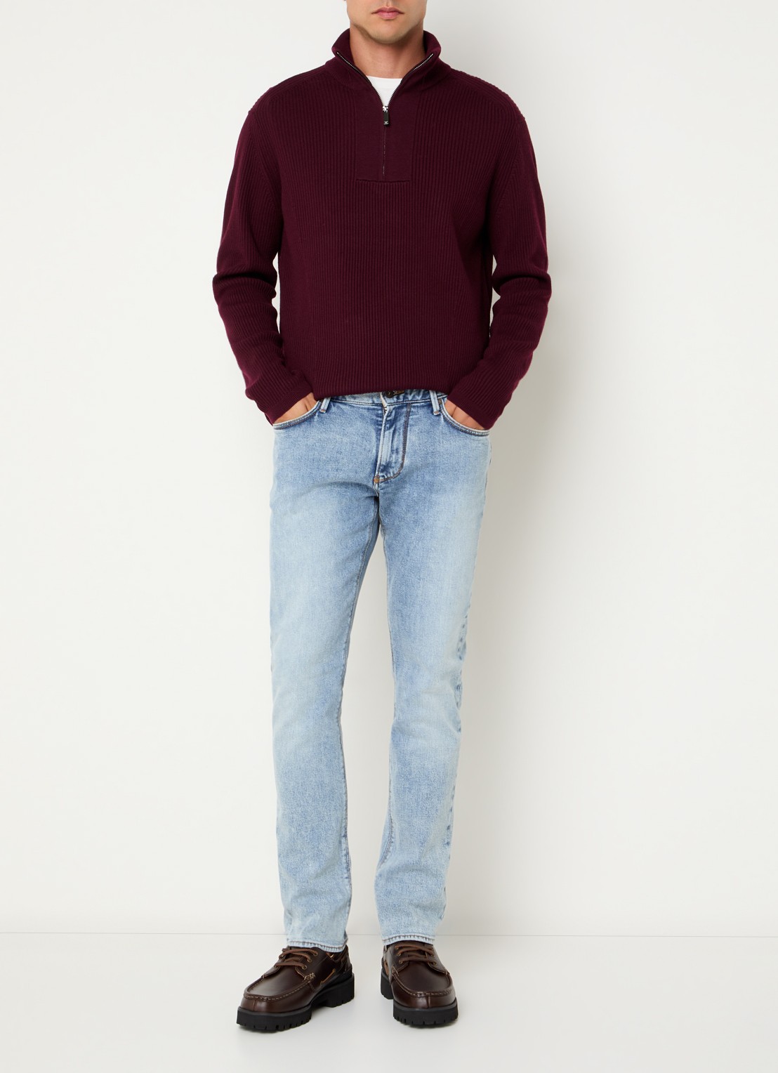 Armani Slim fit jeans met lichte wassing - voorkant 3 indigo