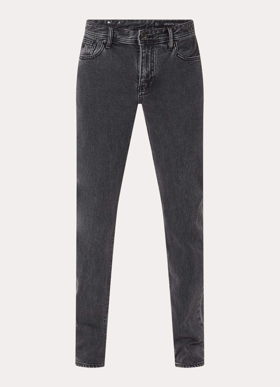Armani Slim fit jeans met medium wassing - voorkant donkergrijs