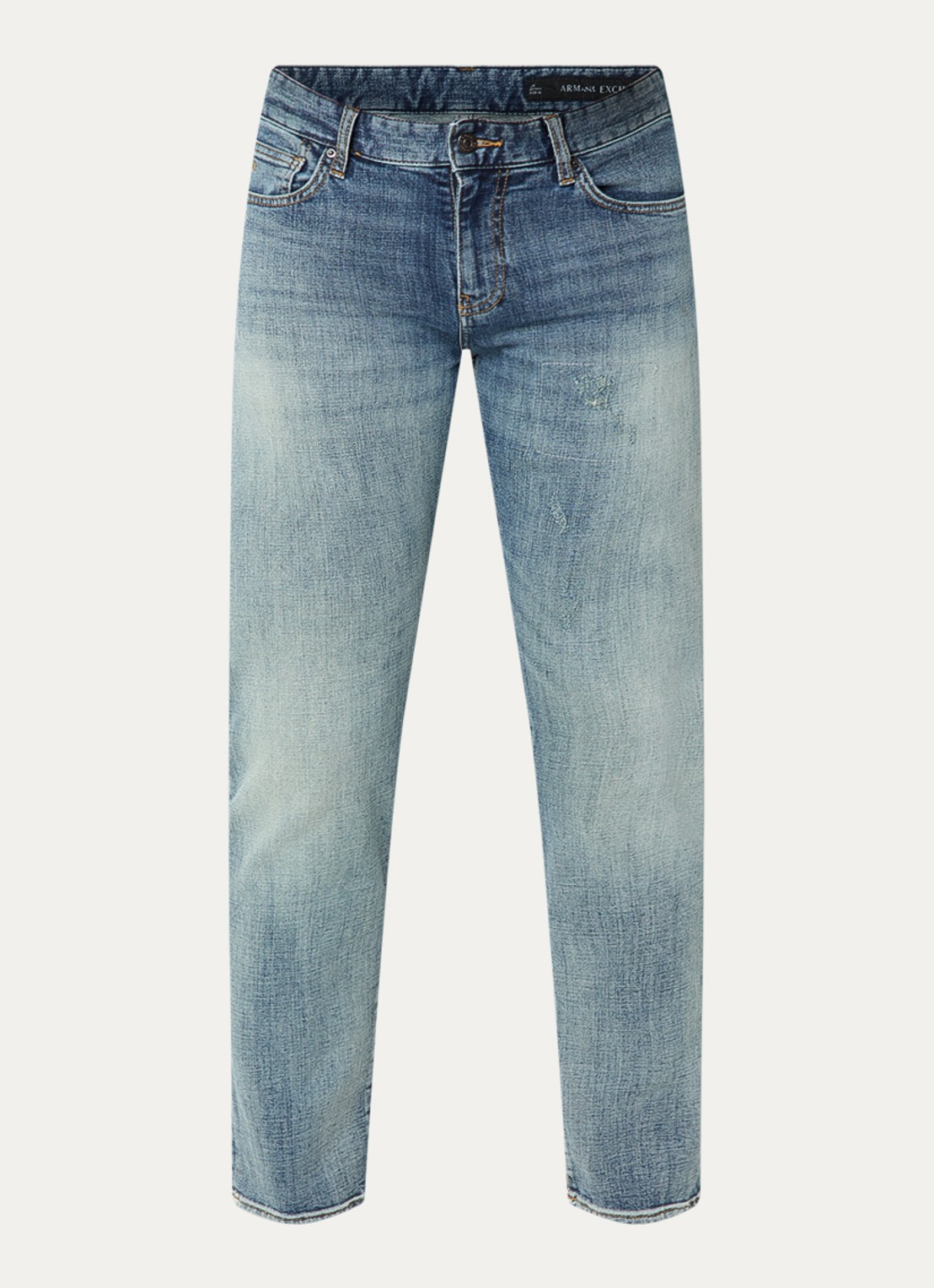 Armani Slim fit jeans met medium wassing - voorkant indigo