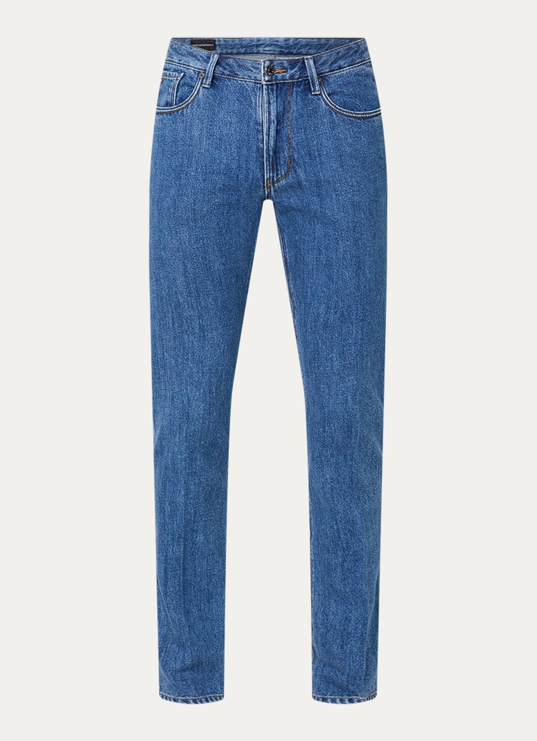 Armani Slim fit jeans met medium wassing - voorkant indigo
