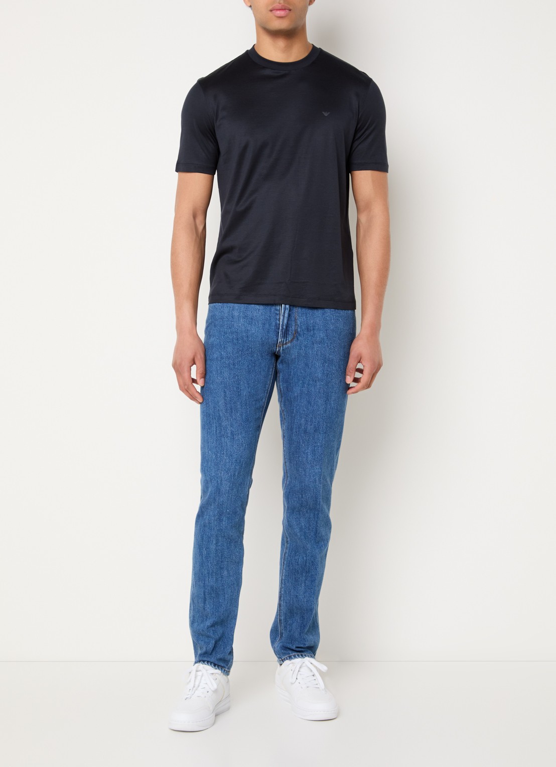 Armani Slim fit jeans met medium wassing - voorkant 2 indigo