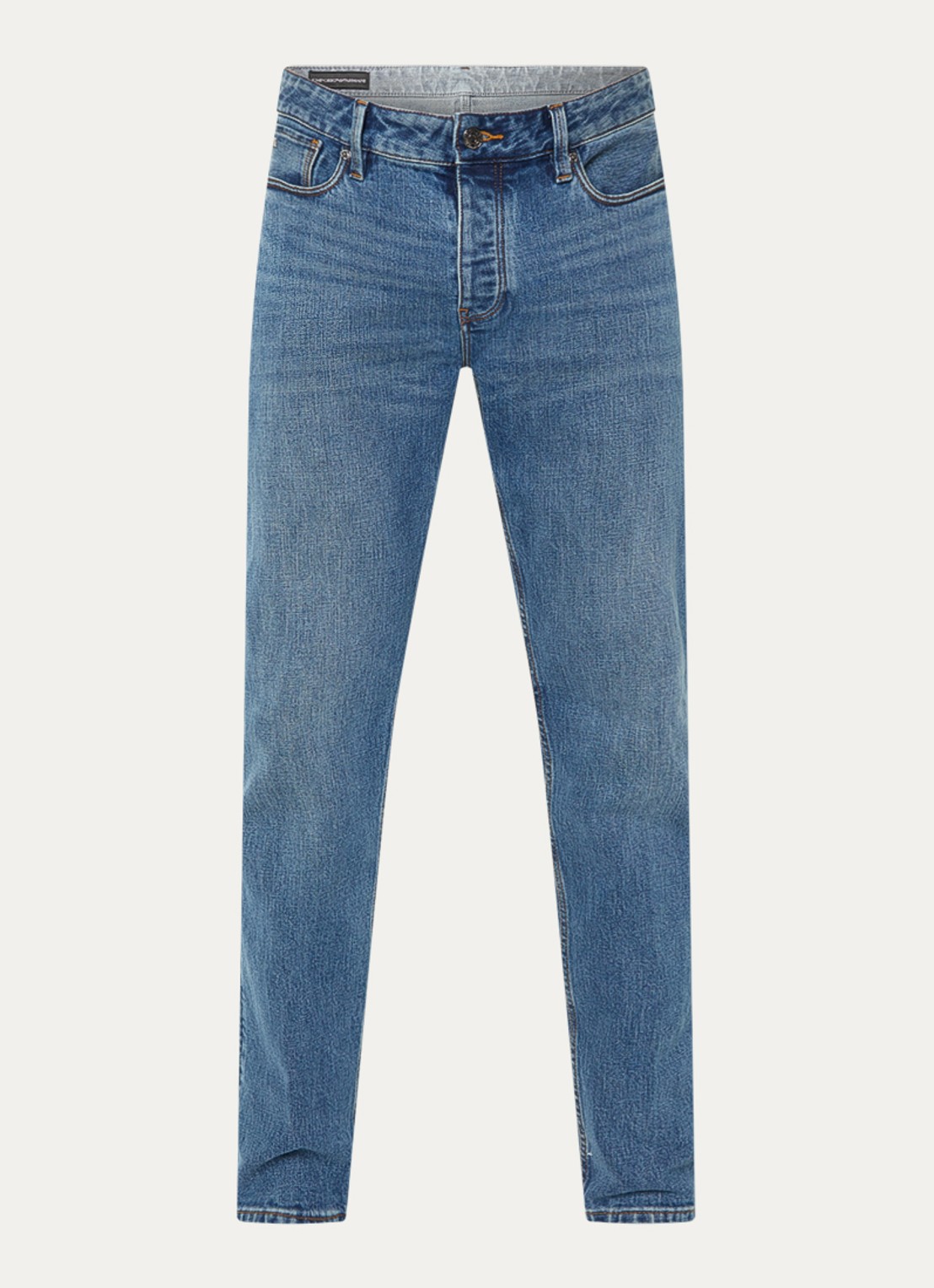 Armani Slim fit jeans met medium wassing - voorkant indigo