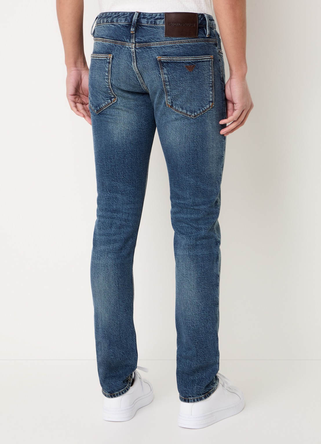 Armani Slim fit jeans met steekzakken - achterkant indigo