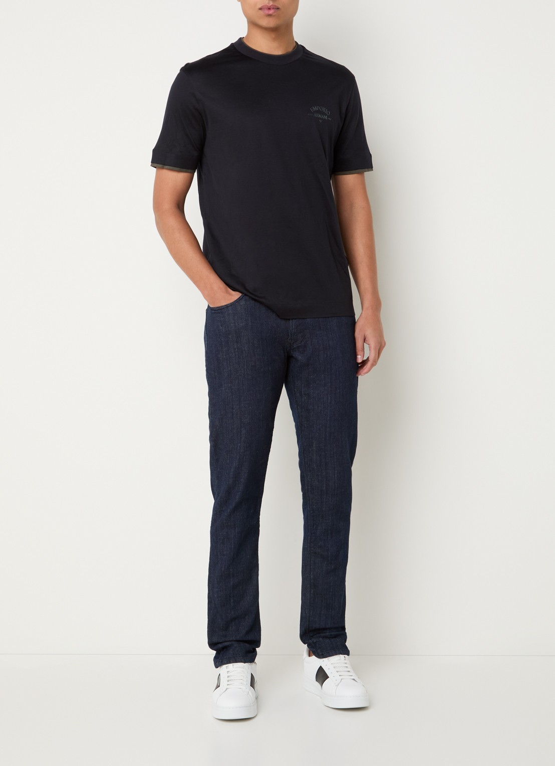 Armani Slim fit jeans met steekzakken - voorkant 2 blauw