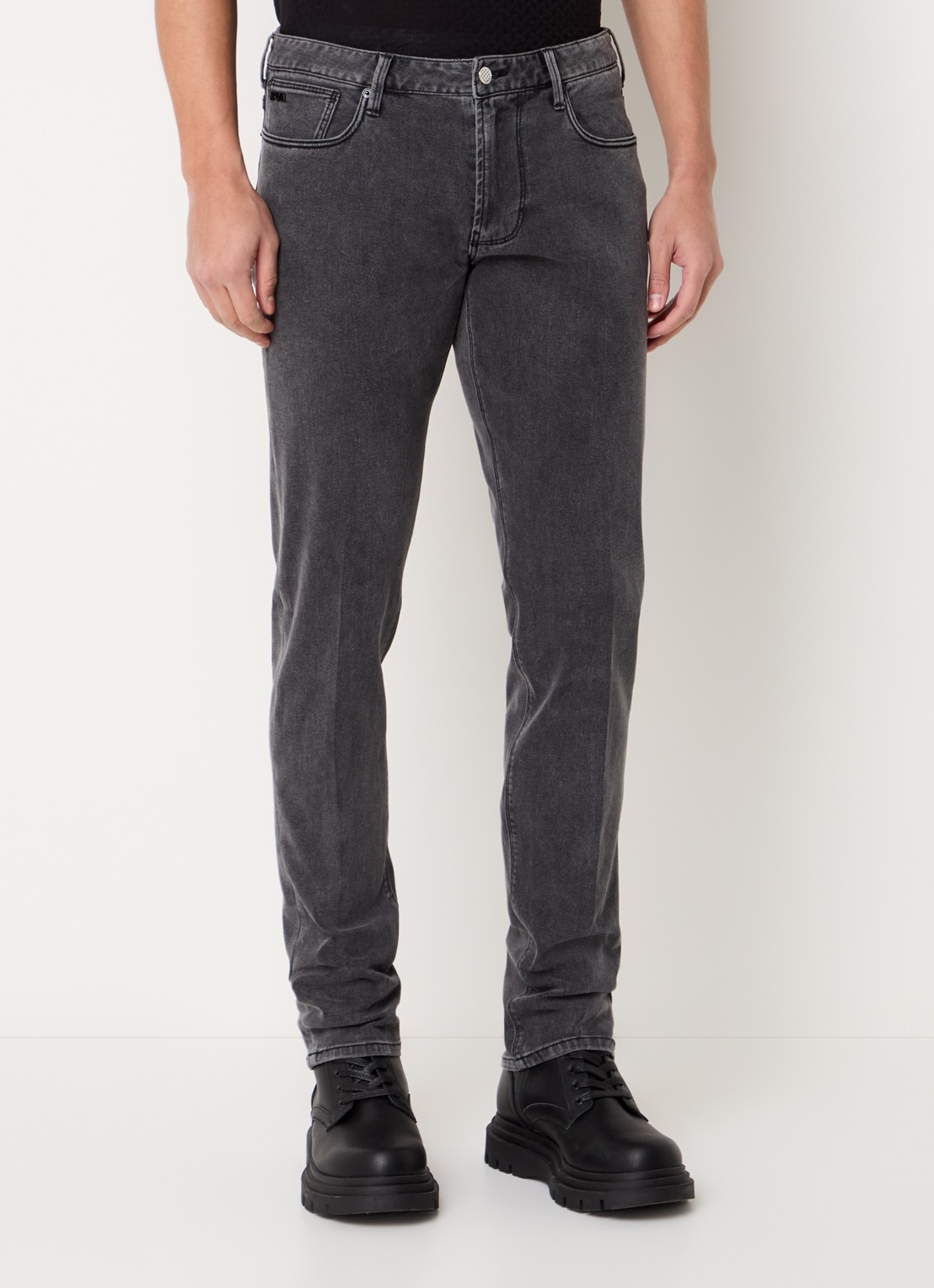 Armani Slim fit jeans met steekzakken - detail lichtgrijs