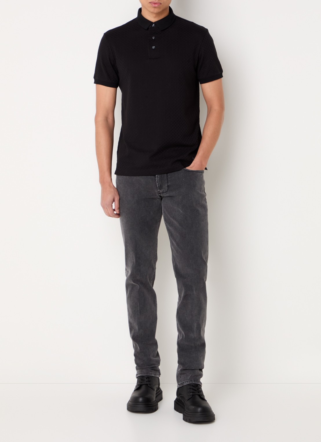 Armani Slim fit jeans met steekzakken - voorkant 4 lichtgrijs