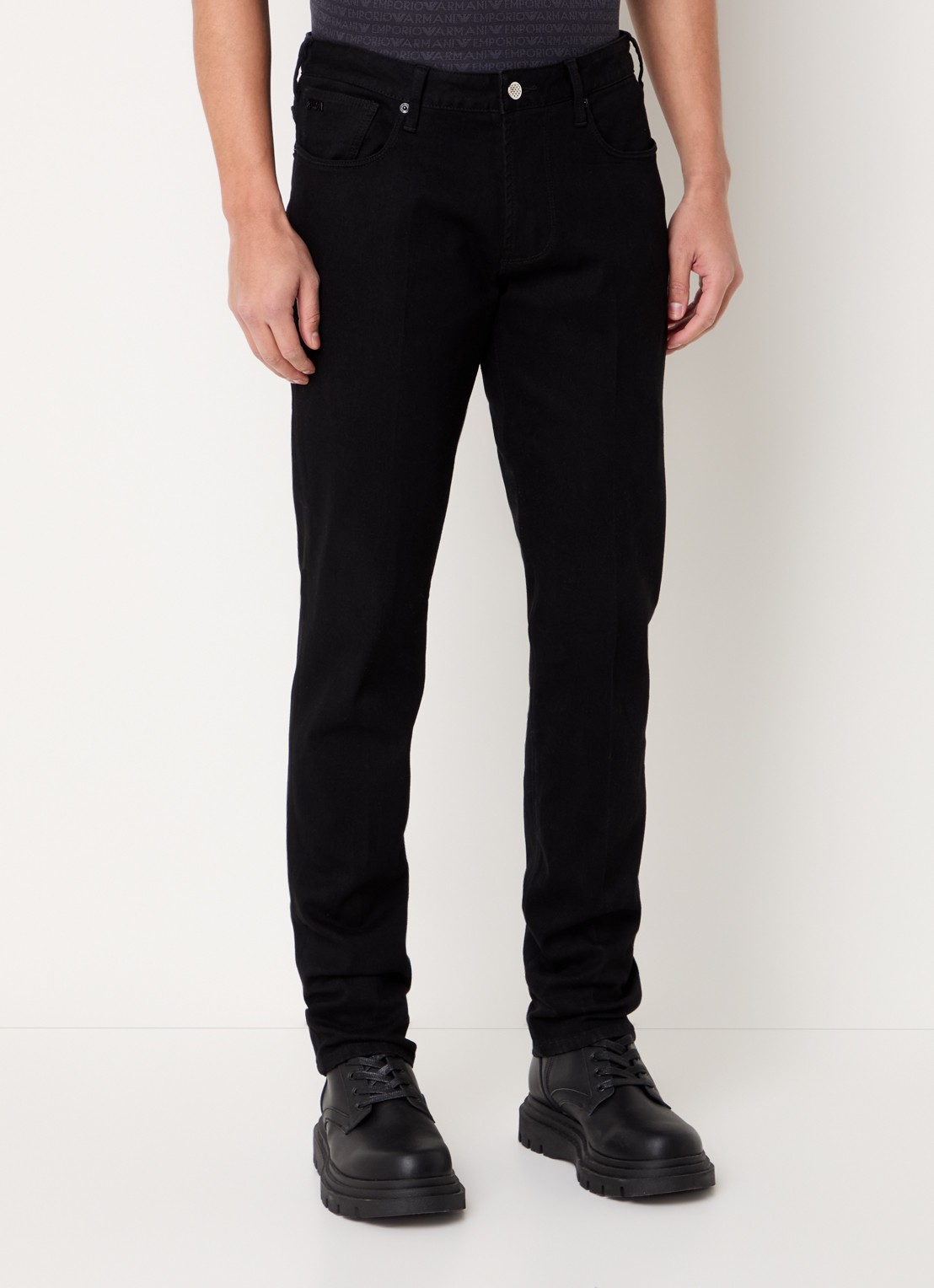 Armani Slim fit jeans met steekzakken - detail 4 zwart