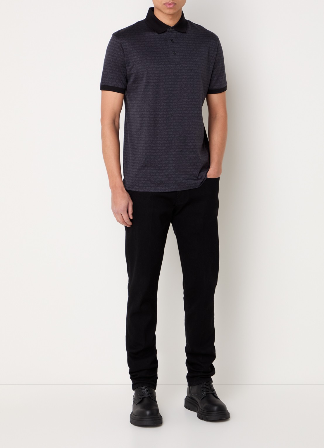 Armani Slim fit jeans met steekzakken - voorkant 3 zwart