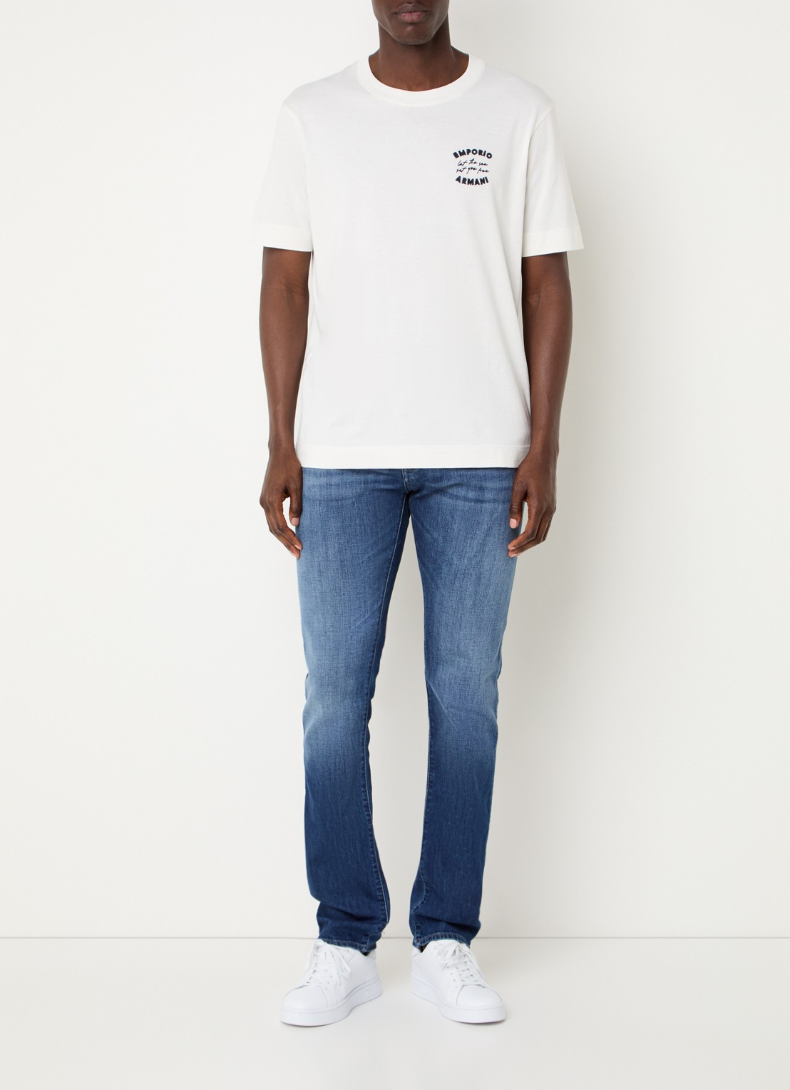 Armani Slim fit jeans met steekzakken - voorkant 2 indigo