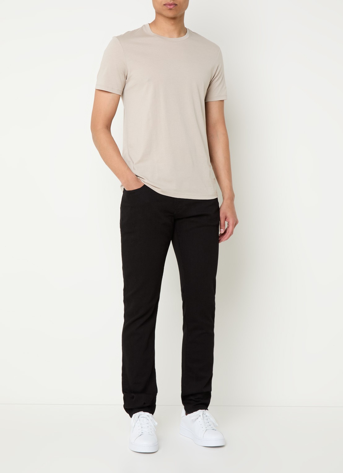 Armani Slim fit jeans met steekzakken - voorkant 2 diepzwart