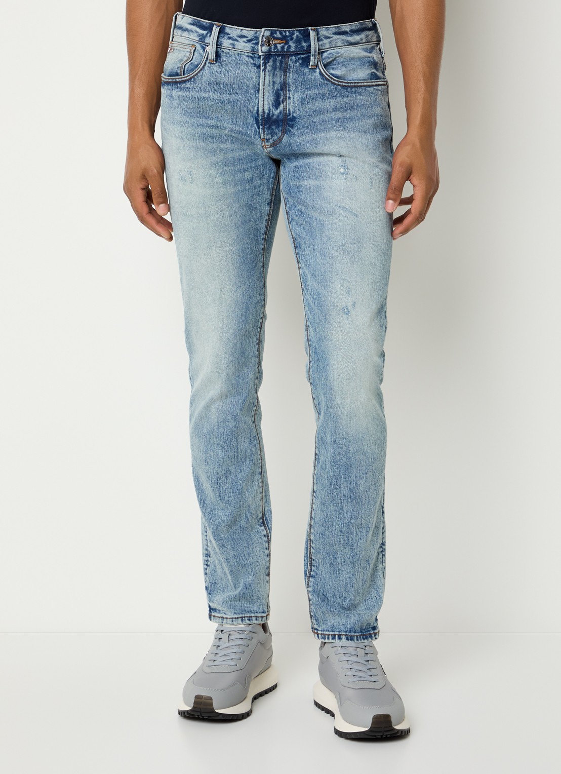 Armani Slim fit jeans met steekzakken - detail 2 turquoise