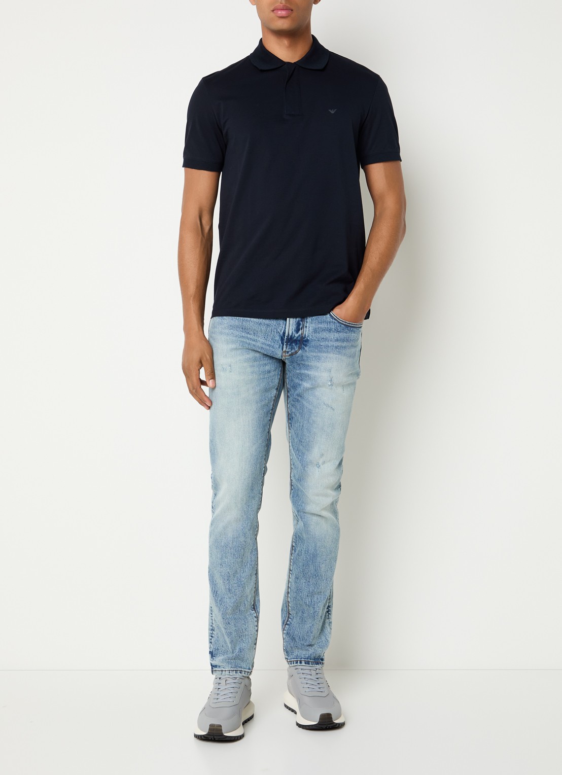 Armani Slim fit jeans met steekzakken - voorkant 5 turquoise