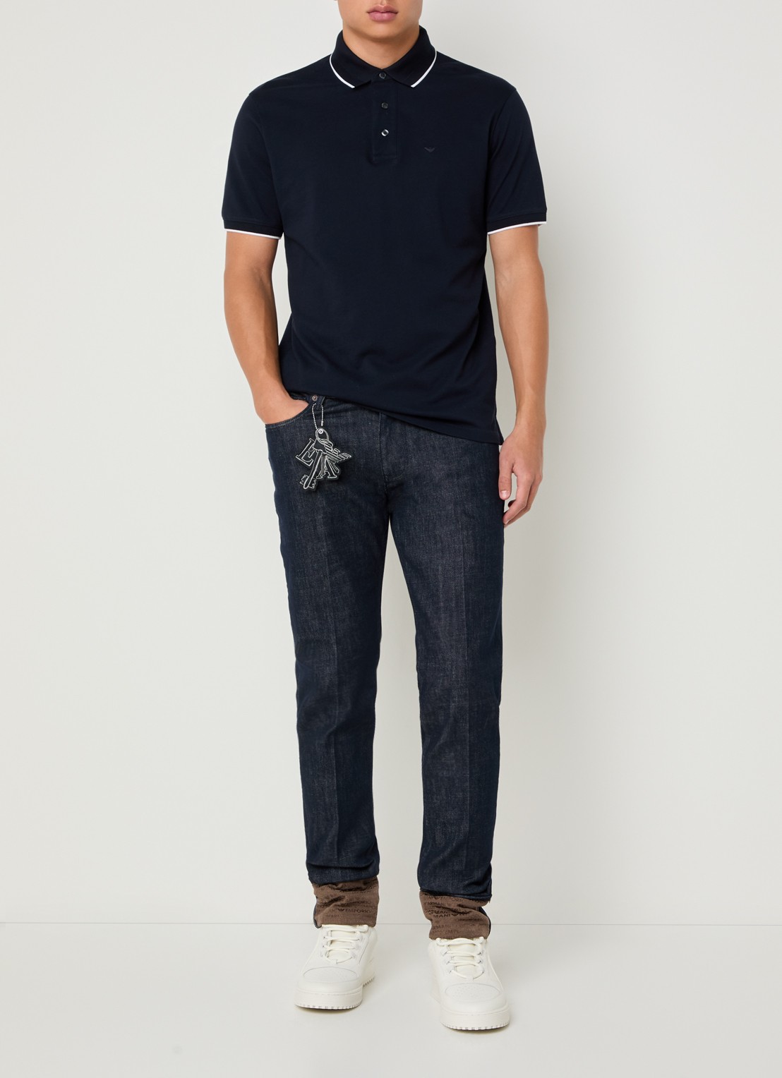 Armani Slim fit jeans met steekzakken - voorkant 5 paars