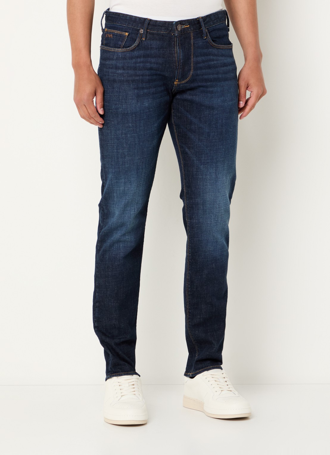 Armani Slim fit jeans met steekzakken - detail 4 kobaltblauw