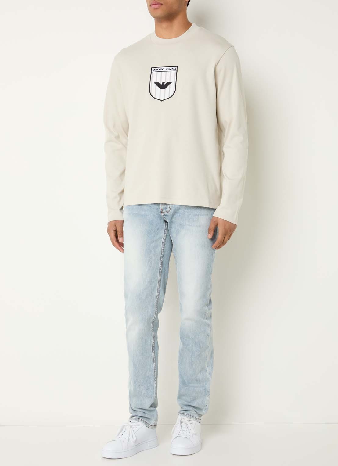 Armani Slim fit jeans met steekzakken - voorkant 5 lichtblauw
