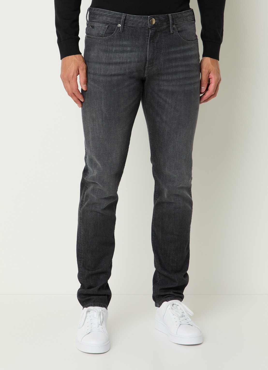 Armani Slim fit jeans met steekzakken - detail 4 antraciet
