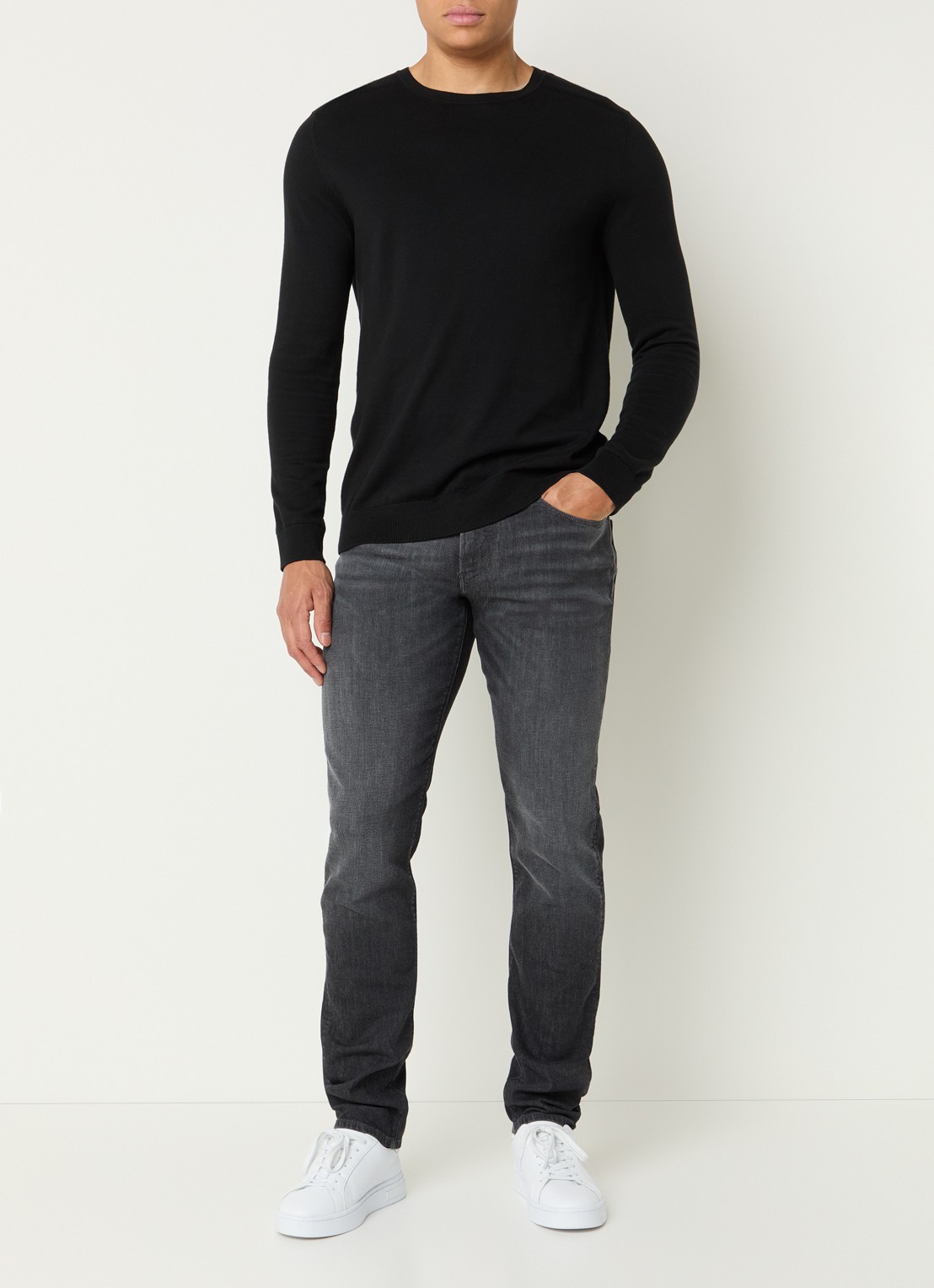 Armani Slim fit jeans met steekzakken - voorkant 3 antraciet