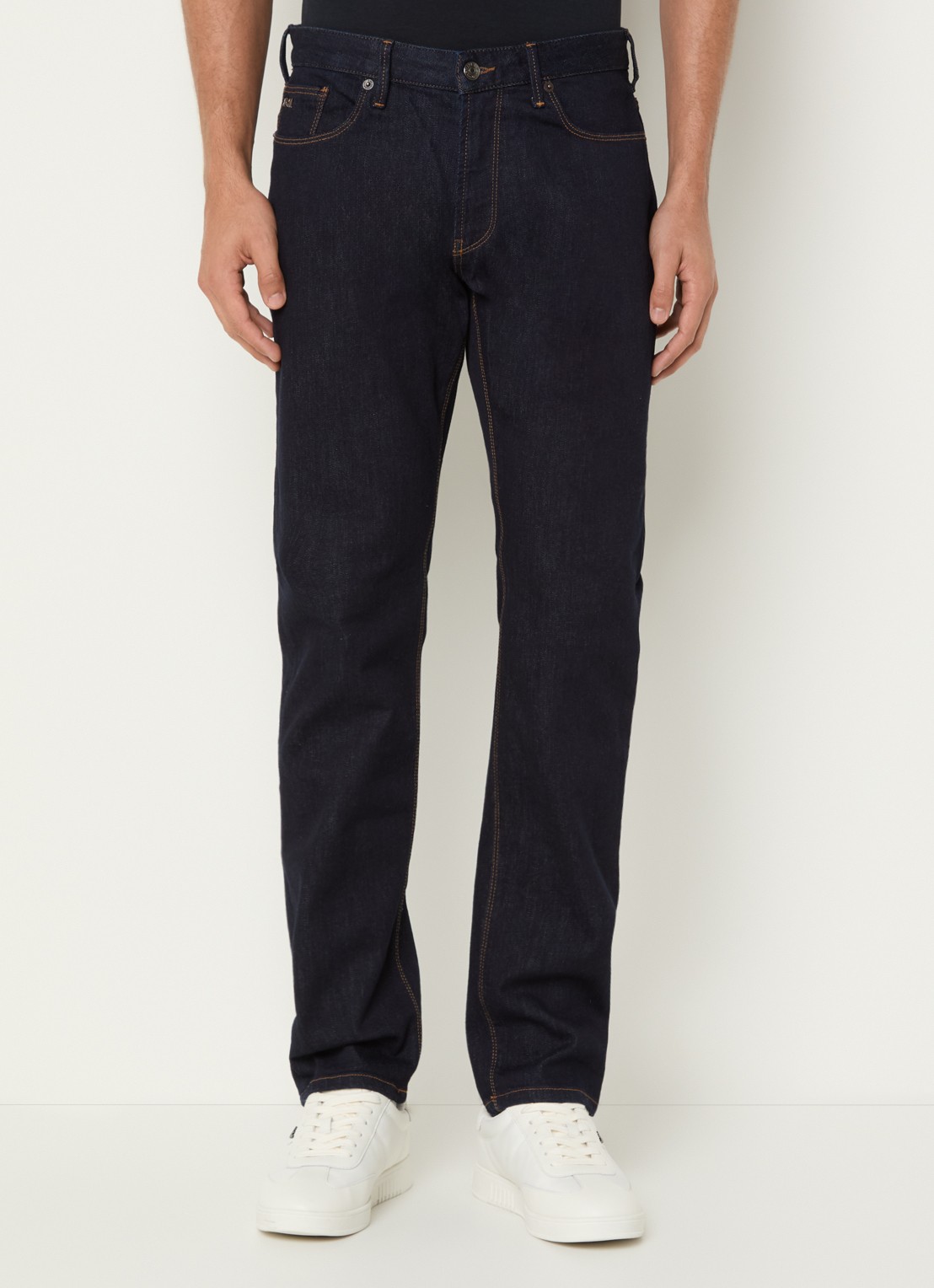 Armani Slim fit jeans met steekzakken - detail indigo