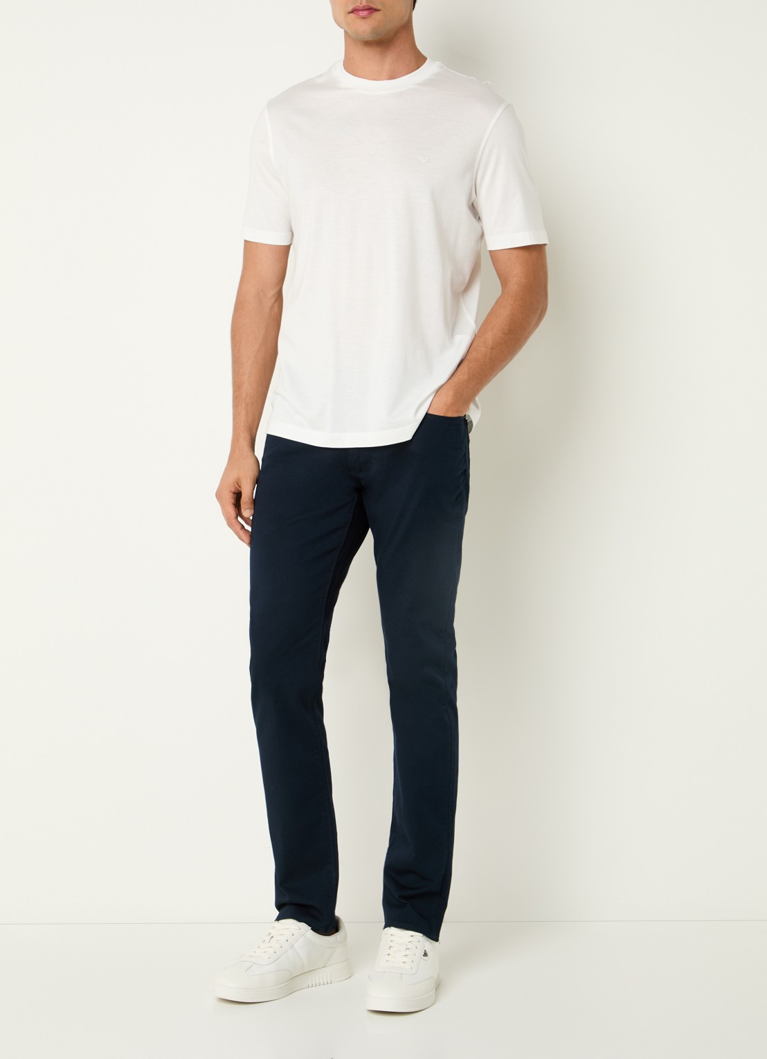 Armani Slim fit jeans met steekzakken - voorkant 2 donkerblauw