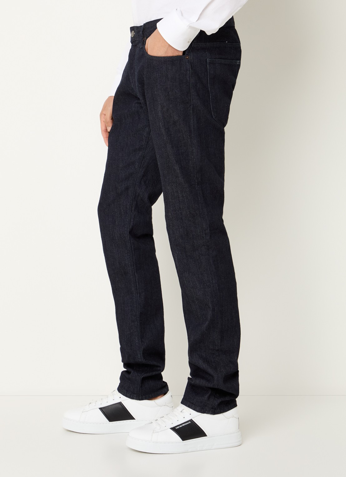 Armani Slim fit jeans met steekzakken - detail 4 donkerblauw