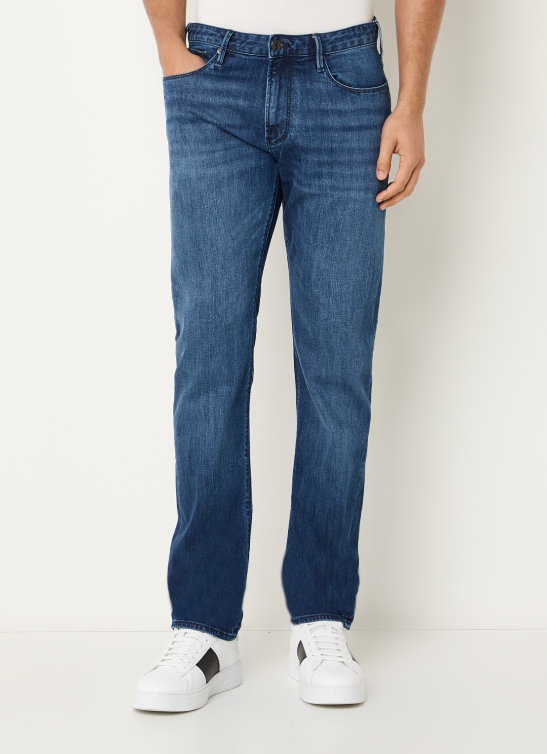 Armani Slim fit jeans met steekzakken - detail indigo