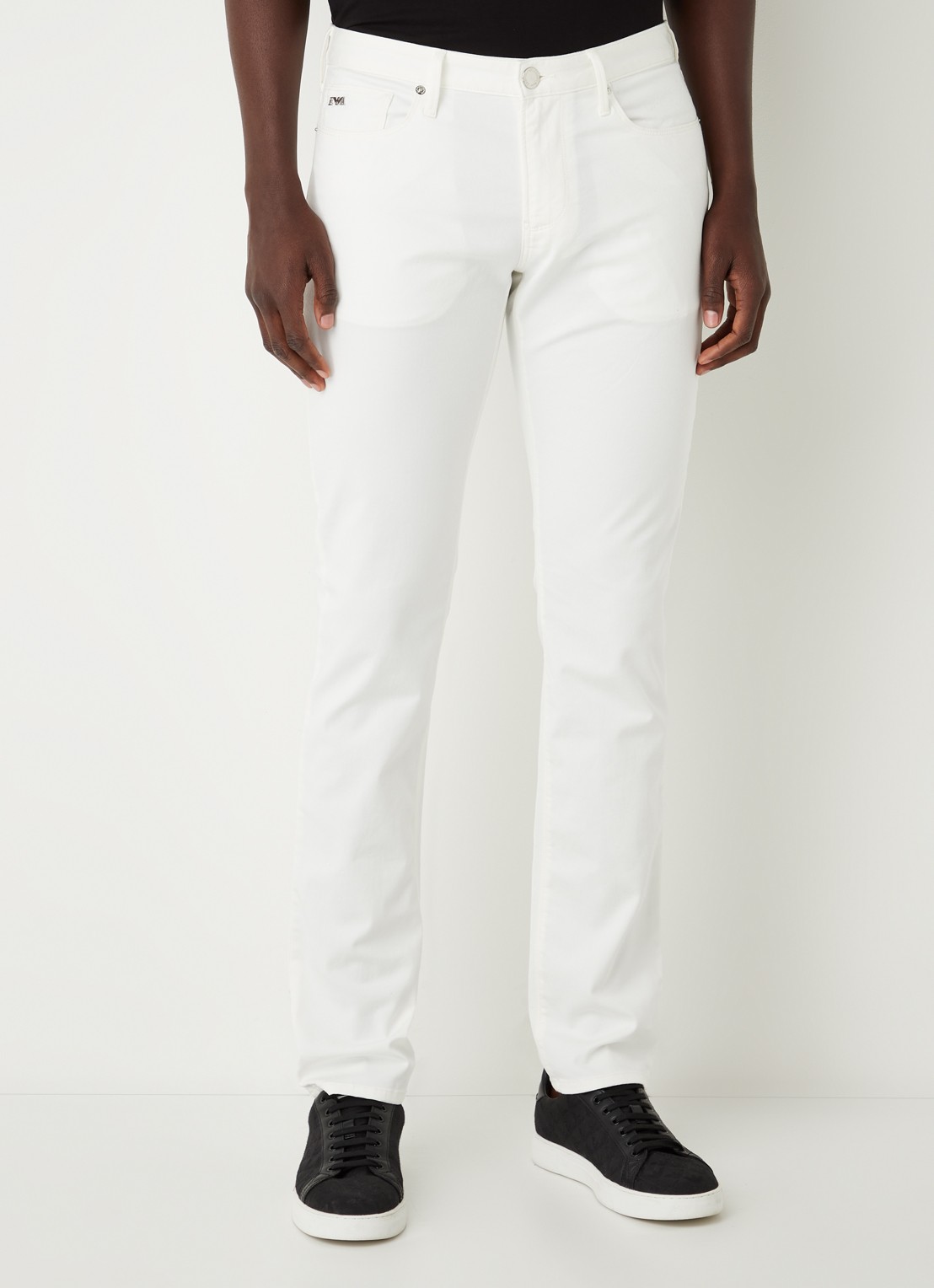 Armani Slim fit jeans met stretch en gekleurde wassing - detail 4 wit