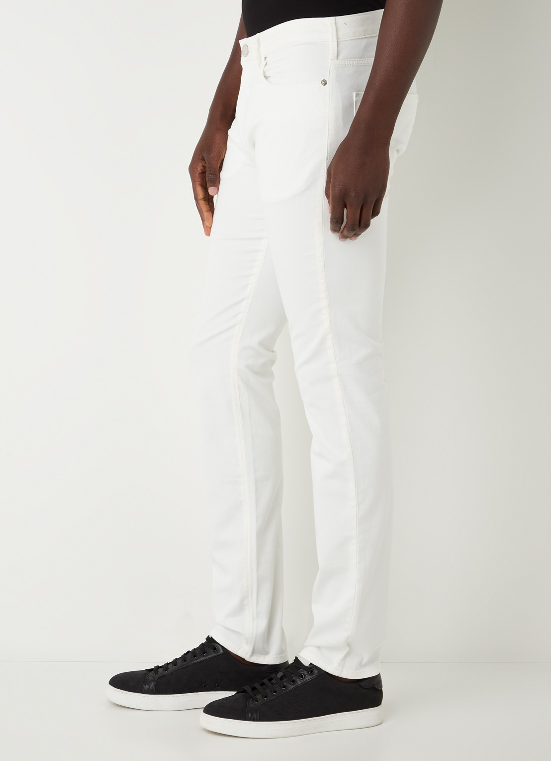 Armani Slim fit jeans met stretch en gekleurde wassing - detail 5 wit