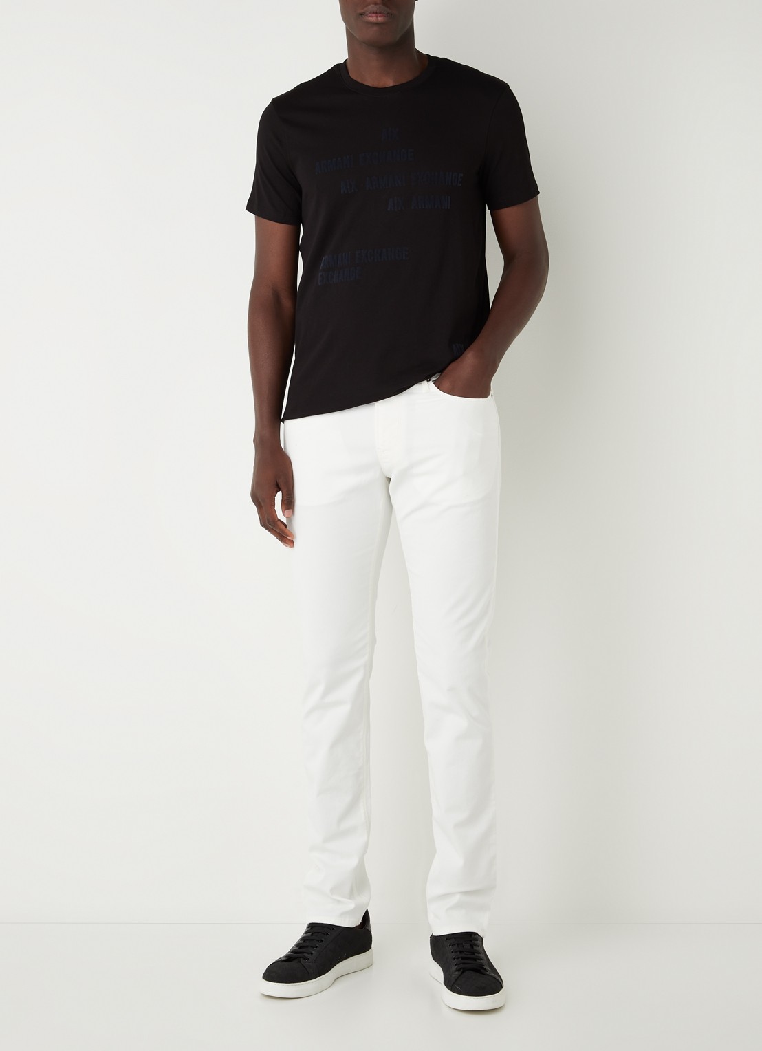 Armani Slim fit jeans met stretch en gekleurde wassing - voorkant 2 wit