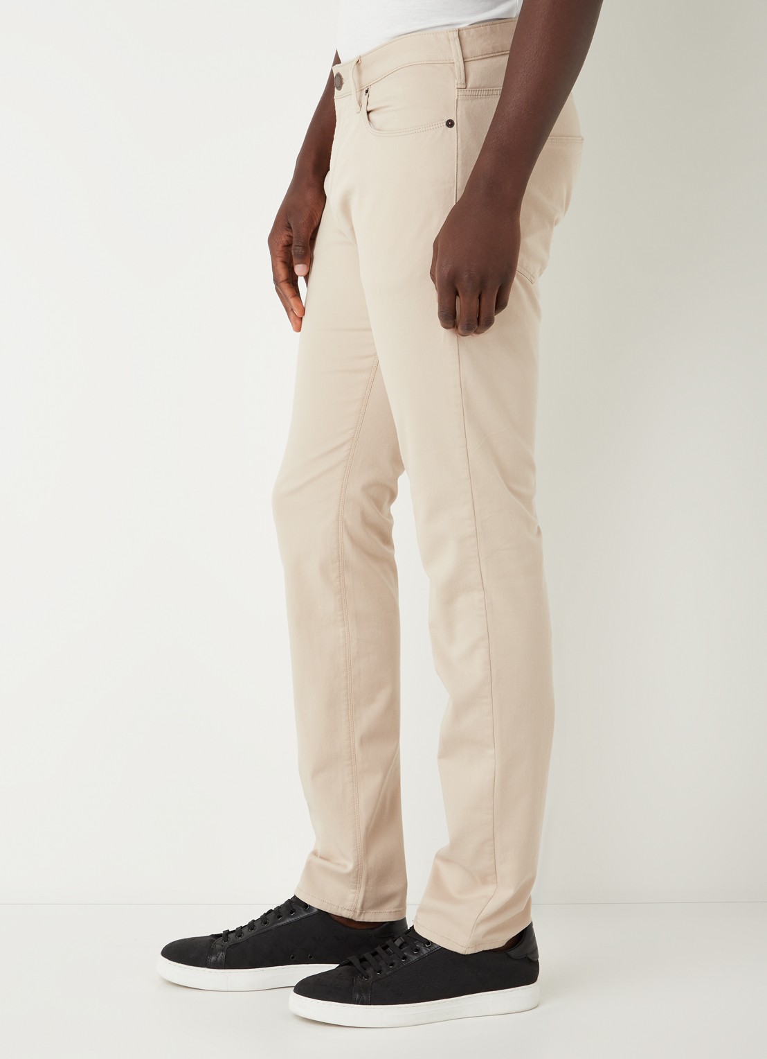 Armani Slim fit jeans met stretch en gekleurde wassing - detail 4 beige
